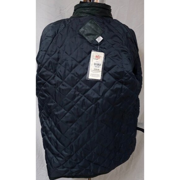 Jacqueline Ferrar JC Penny Large Green Quilt Lined Zip Leather Anorak Coat NWT - Picture 9 of 16